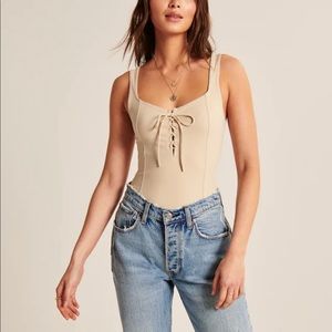 Abercrombie Lace-Up Corset Seamless Fabric Bodysuit